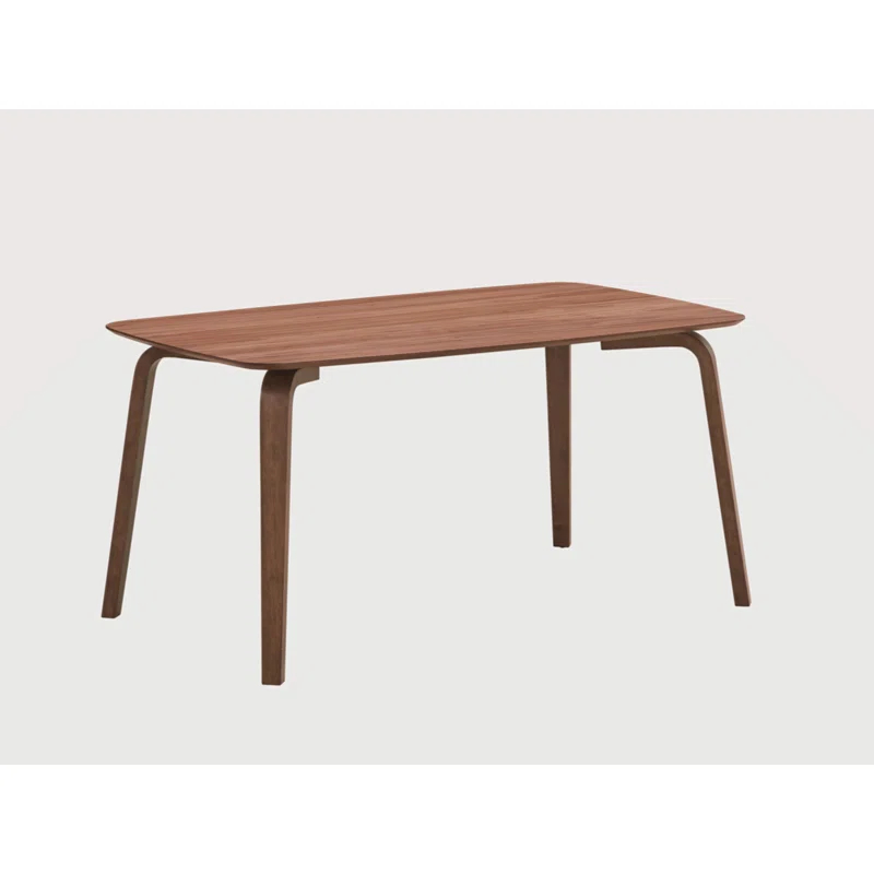 Benjara Kinni Dining Table, Walnut Brown Wood, Bent Legs, Rectangular 59 Inch
