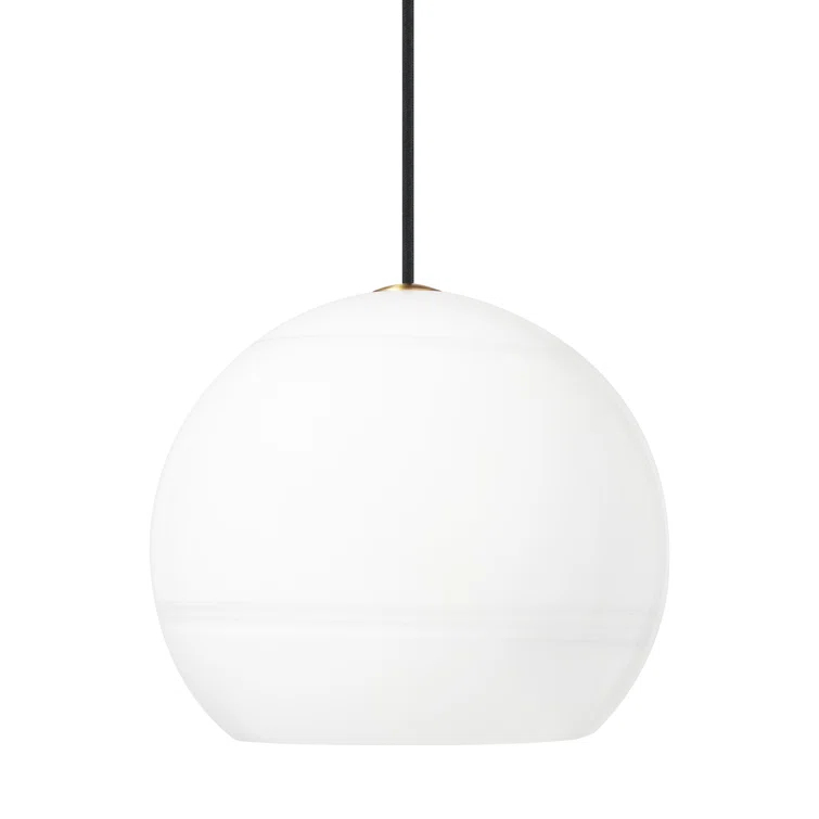 Aged Brass and White Glass Globe LED Pendant Light