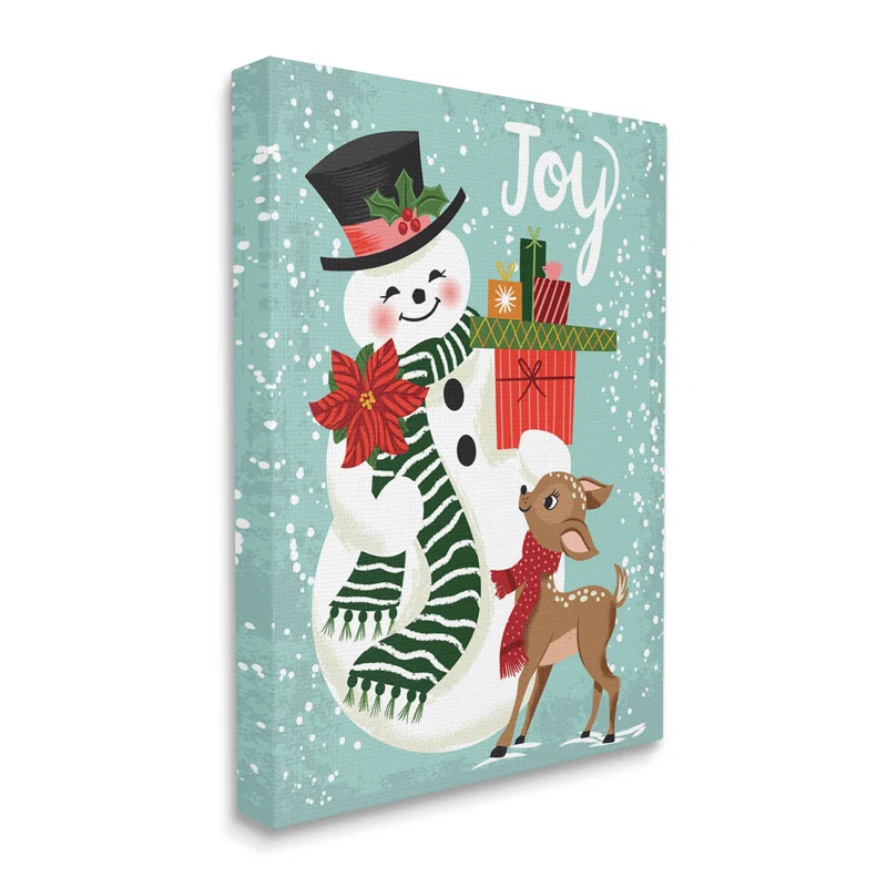 Stupell Industries " Joy Smiling Snowman Holiday Deer " by Arrolynn Weiderhold