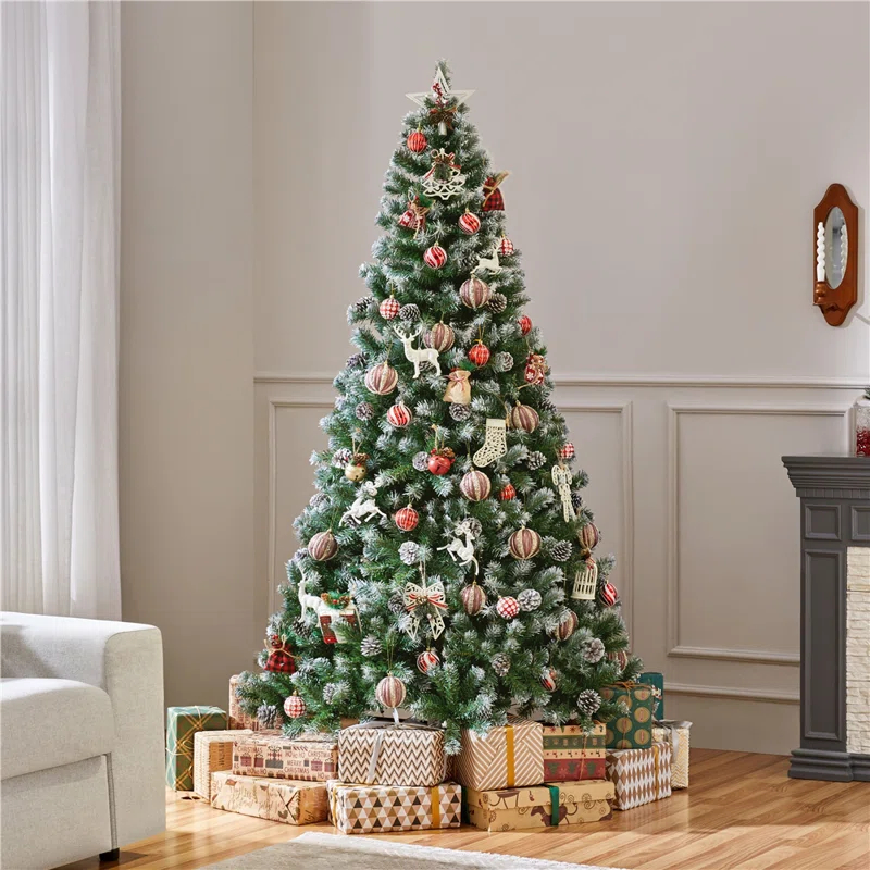 Pinecone-decorated Frosted Artificial Christmas Tree