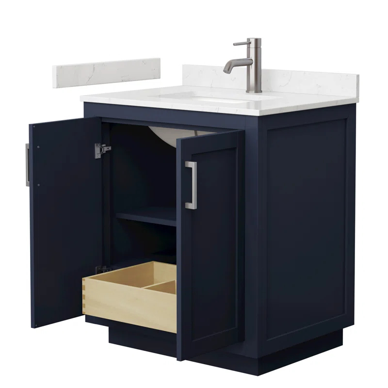 Wyndham Collection Miranda 30" Freestanding Single Bathroom Vanity with Cultured Marble Top