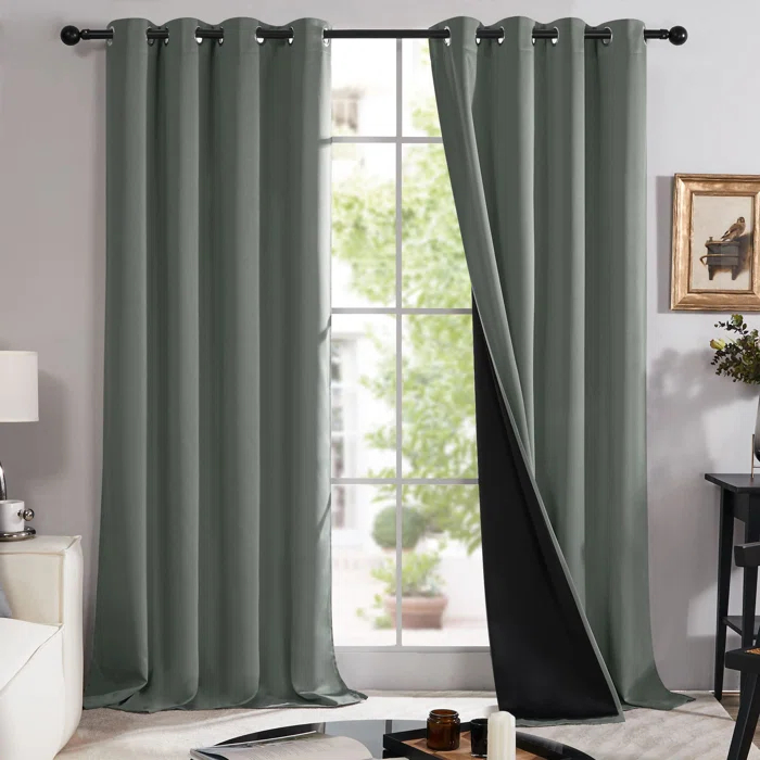 Deconovo Deconovo 100 Percent Blackout with Liner Grommet Curtain Panel Pair (Set of 2)