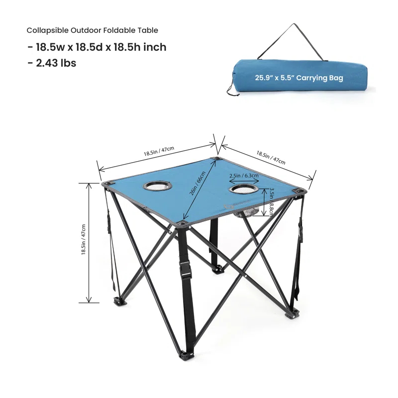 ARROWHEAD Outdoor Square Fabric Outdoor Folding Camping Table