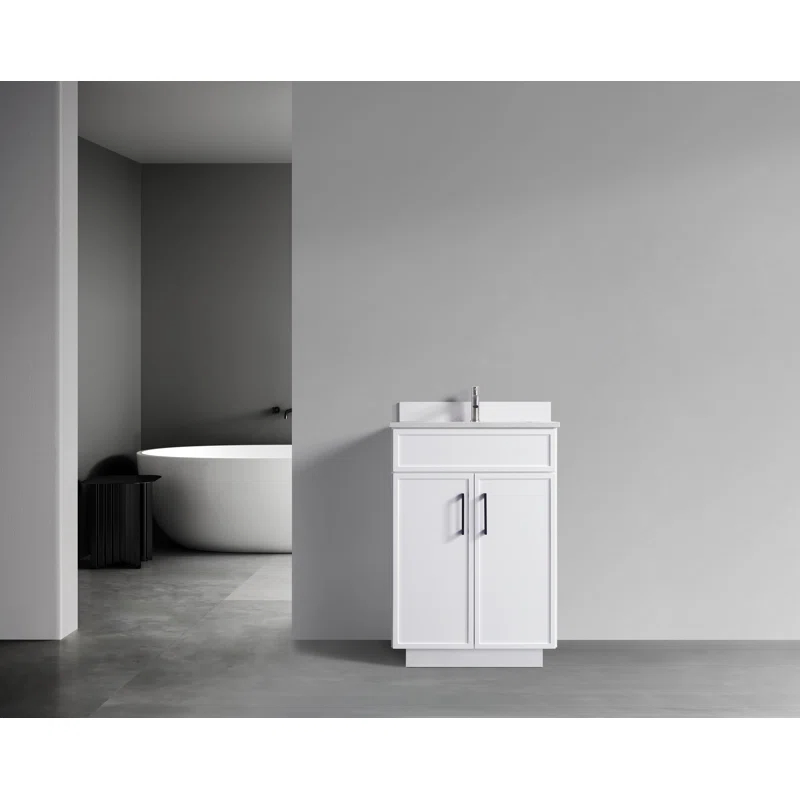 Dyconn Faucet Freestanding Vanity with Sink 2 doors - 24" Gray
