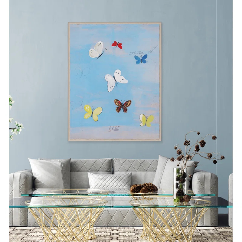 Large Blue and Multicolor Butterfly Print on Archival Paper