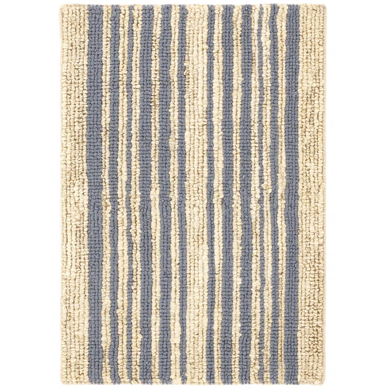 Calder Stripe Pewter Blue Handwoven Jute Rug