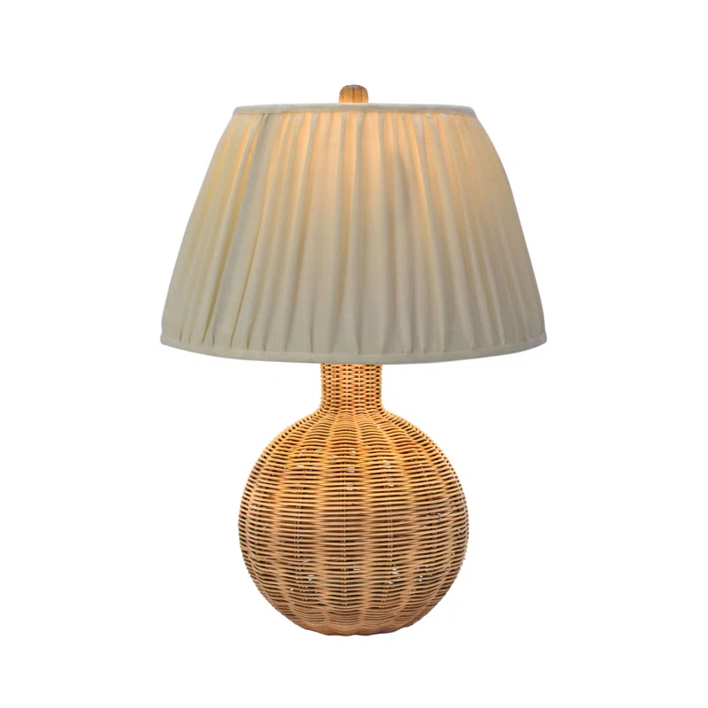 TOV Furniture Pallora Cream & Natural Rattan Table Lamp