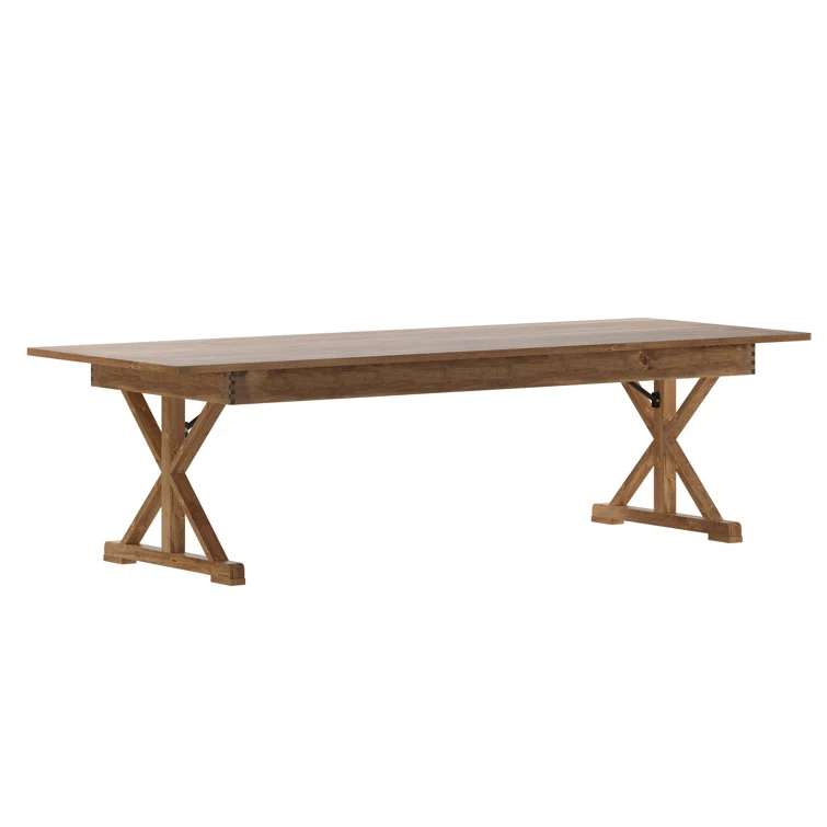 Flash Furniture Eternity Rectangular Solid Pine Farm Dining Table with Folding X-Style Legs & Reviews | Wayfair