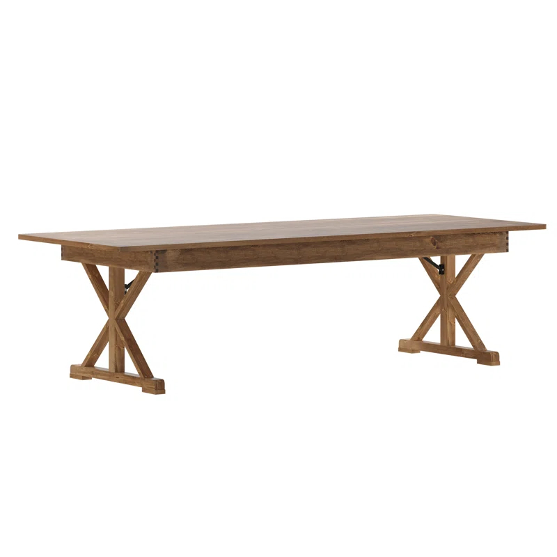 Flash Furniture Eternity Rectangular Solid Pine Farm Dining Table with Folding X-Style Legs & Reviews | Wayfair