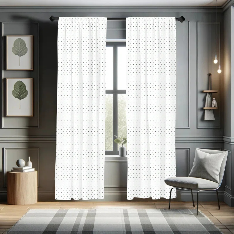 Ambesonne Polka Dot Semi-Sheer Rod Pocket Curtain Panels (Set of 2)