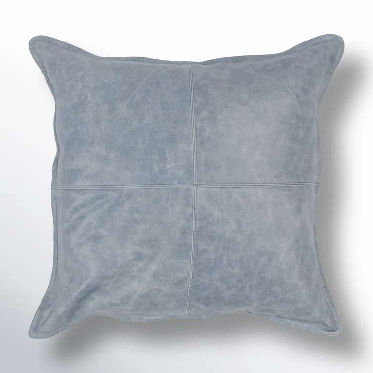Cheyenne 22" Brown Genuine Leather Throw Pillow