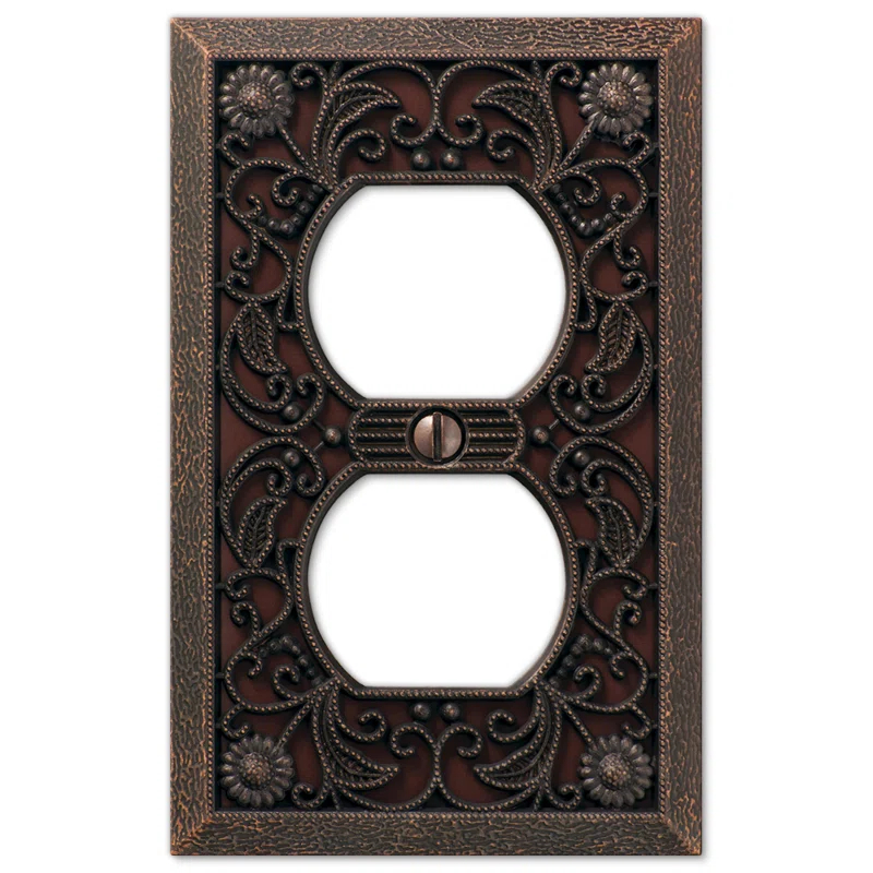 AmerTac Filigree No Subject 1 - Gang Duplex Outlet Standard Wall Plate