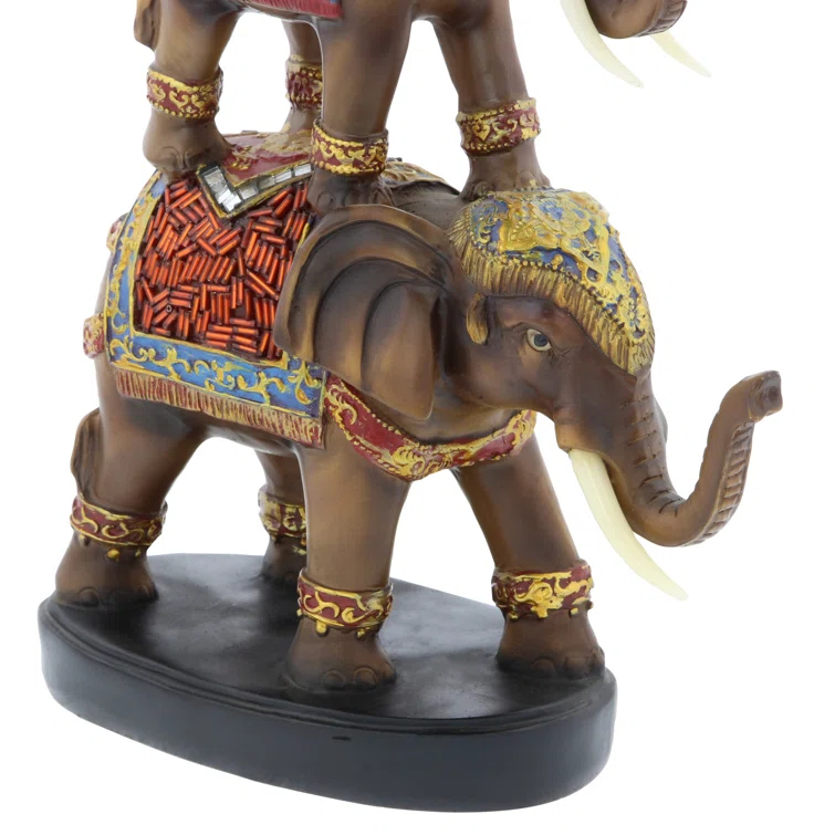 World Menagerie Pisarnik Polystone Elephant Decorative Brown Sculpture
