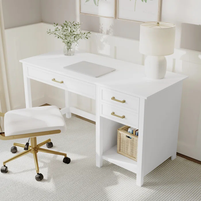 Martha Stewart Martha Stewart Hutton Shaker Style Home Office Desk With 2 Side Drawers