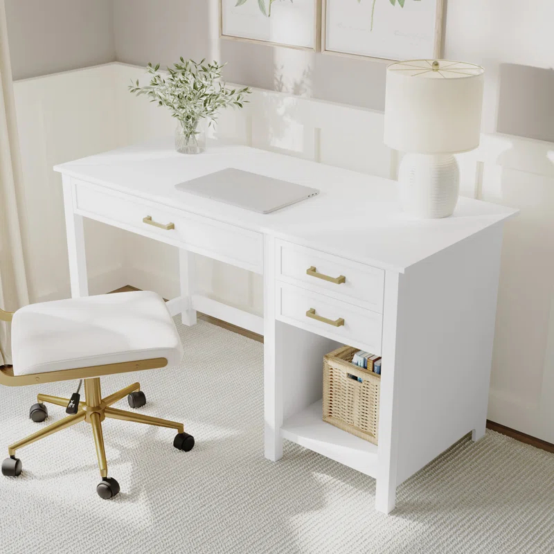 Martha Stewart Martha Stewart Hutton Shaker Style Home Office Desk With 2 Side Drawers