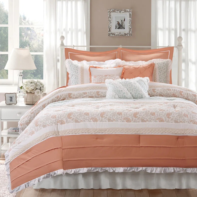 Madison Park Dawn 9 Piece Cotton Percale Comforter Set