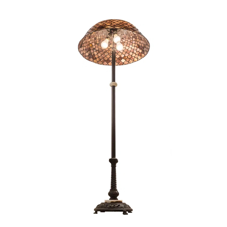 Meyda Tiffany 230384 Fishscale 3 Light 62" Tall Buffet Floor Lamp - MultiColor