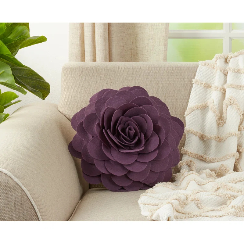 Saro Felt Collection Appliqued Felt Throw Pillow