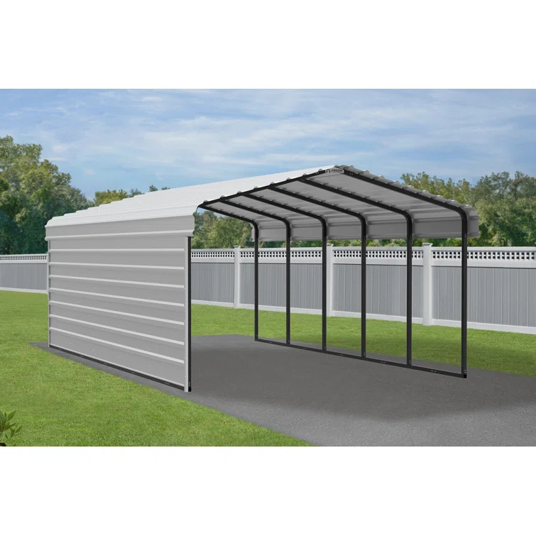 Arrow Arrow Steel Carport with 1 Side Wall Kit, 12X24X07