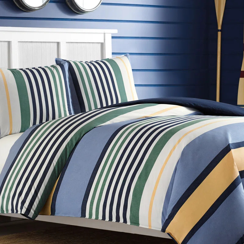Nautica Dover Cotton Reversible Blue Comforter Set