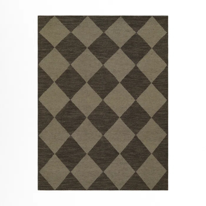 Winnie Geometric Hand-Knotted Wool Area Rug in Brown/Tan