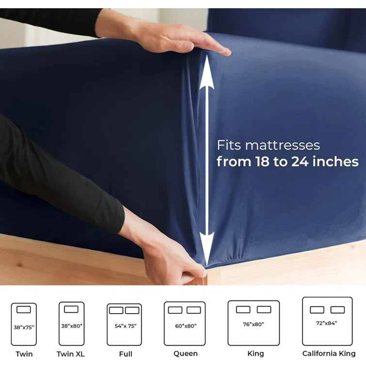 CGK Linens 6 Piece Extra Deep Pocket Ultra Soft & Cooling Sheet Set