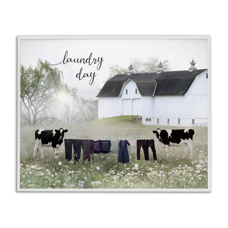Stupell Industries " Laundry Day Rural Cows Meadow " by Lori Deiter