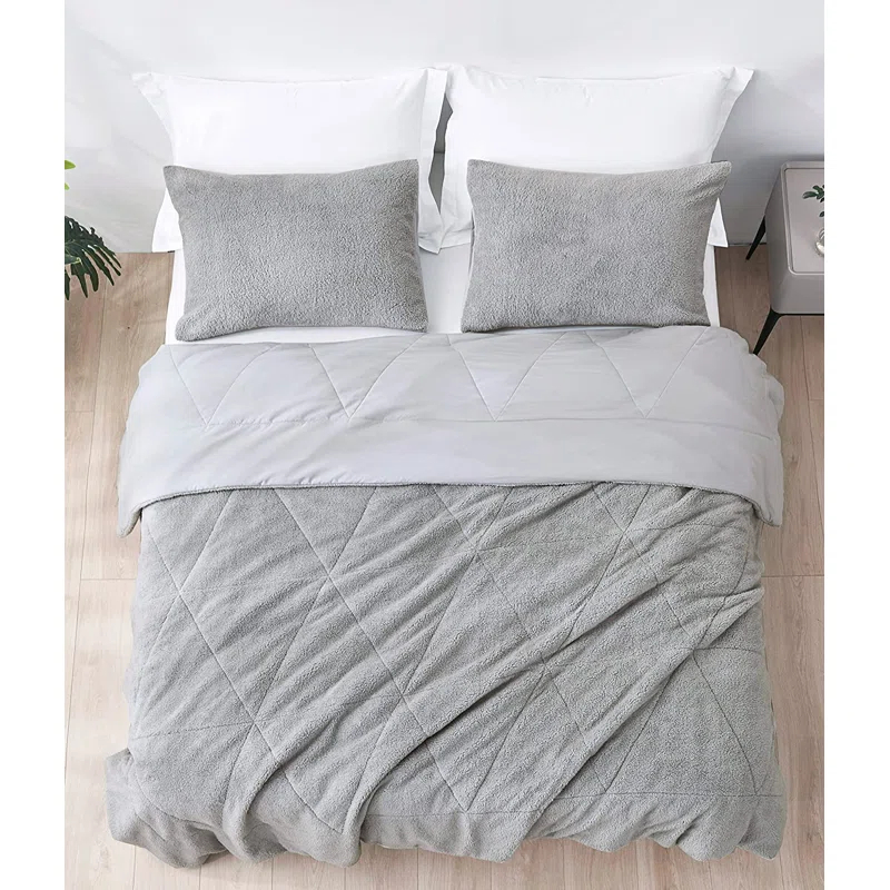 Chezmoi Collection Zane Sherpa Reversible Microfiber Comforter Set