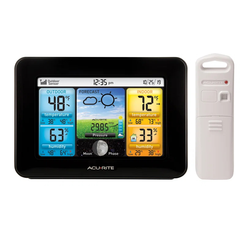 AcuRite Weather Station Forecaster with Color Display for Temperature, Humidity, Hyperlocal Forecast, and Built-In Barometer (02077M) & Reviews | Wayfair