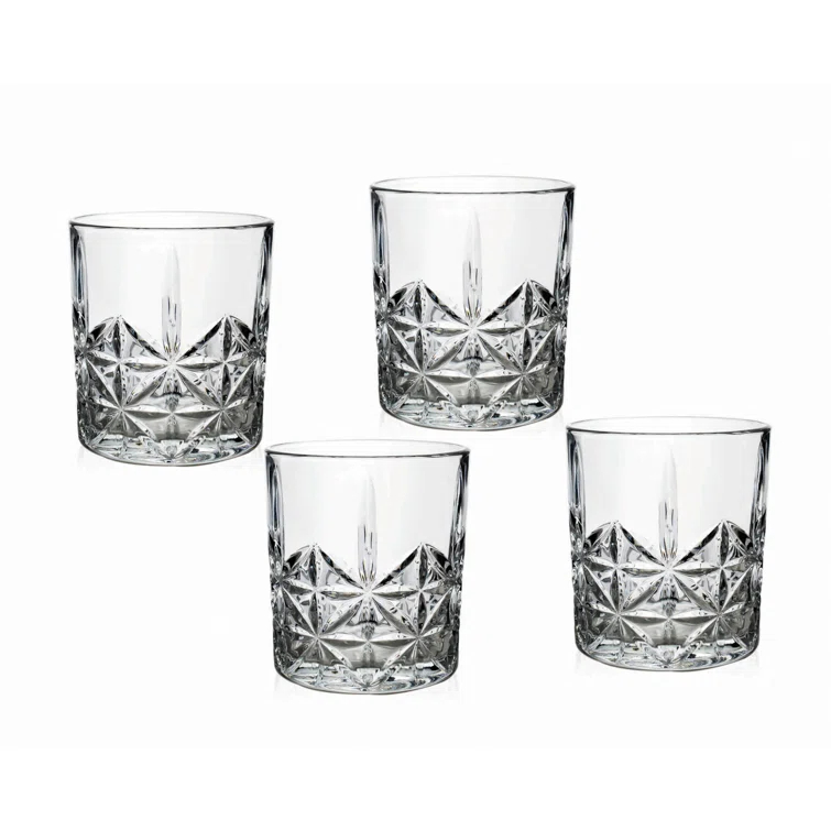 Godinger Silver Art Co Pearl 11 oz. Crystal Whiskey Glass (Set of 4)