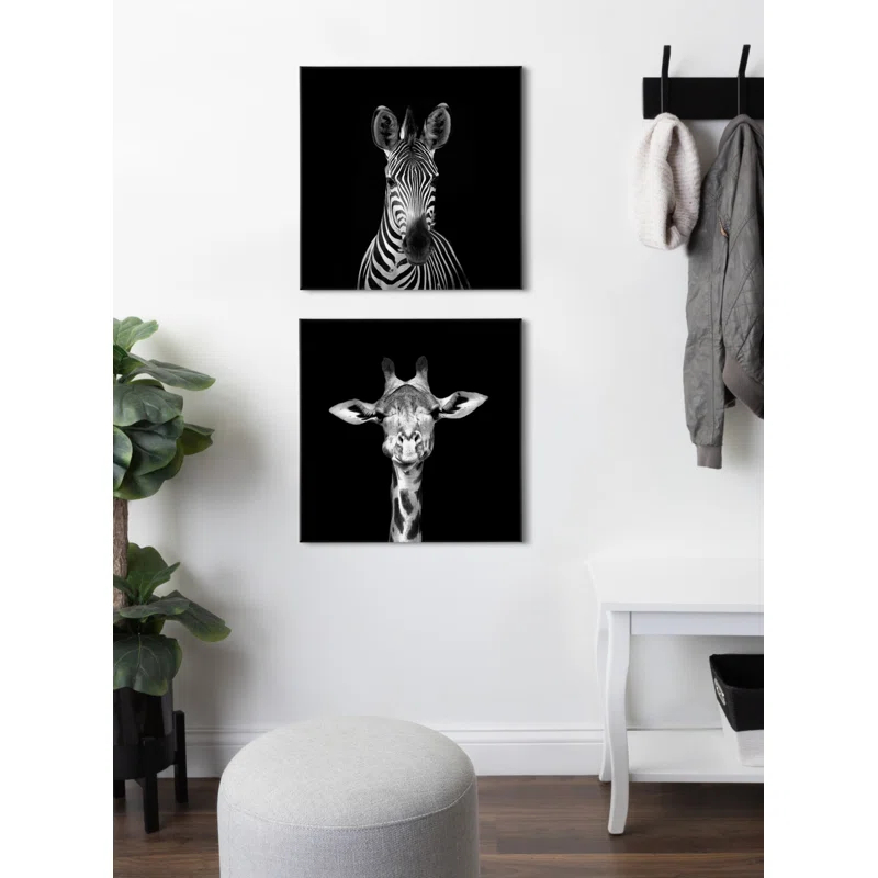 Latitude Run® " Minimalist Zebra Animal Portrait " by The Creative Bunch Studio 2 - Pieces