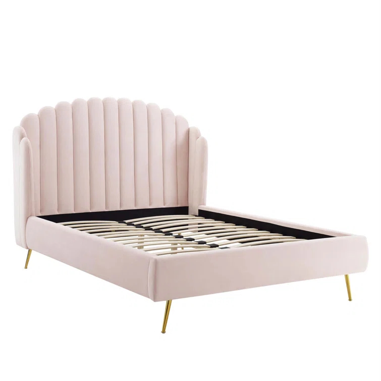 Modway Lana Queen Performance Velvet Wingback Platform Bed by Modway