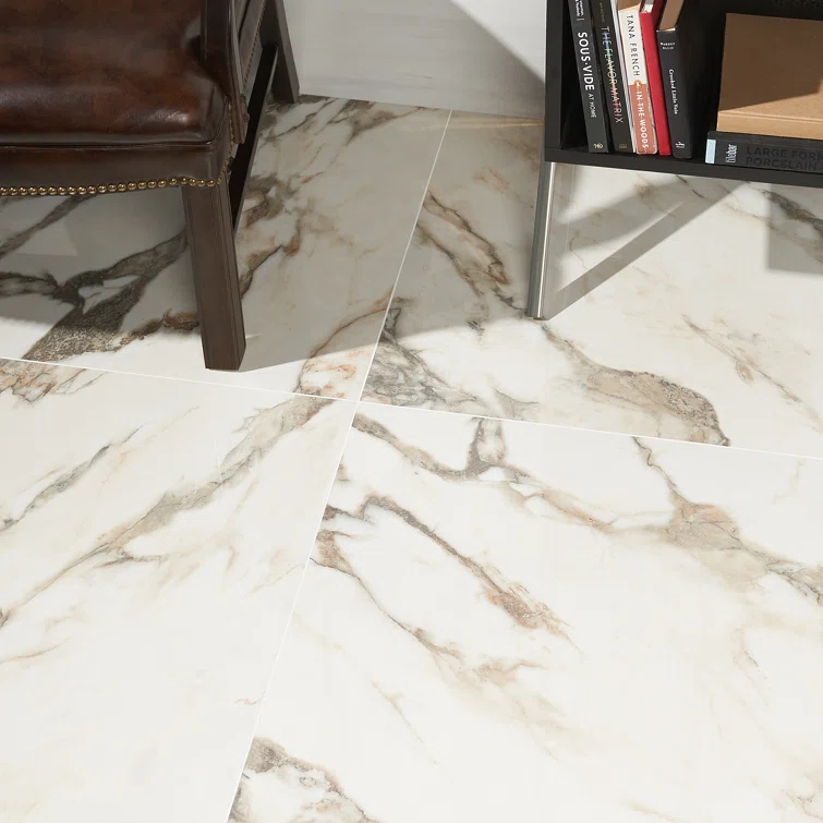 24" x 24" Polished Marble Look Porcelain Floor and Wall Tile (15.5 Sq. Ft. / Case)