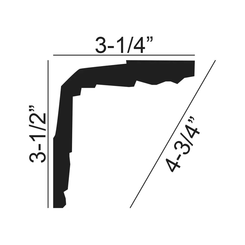 3-1/4 in x 3-1/2 in x 94-1/2 in Lamb's Tongue Polyurethane Crown Moulding Pro Pack 39 LF (Set of 5)