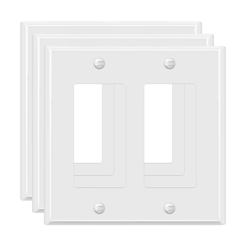 Enerlites No Subject 2 - Gang Rocker Standard Wall Plate (Set of 3)