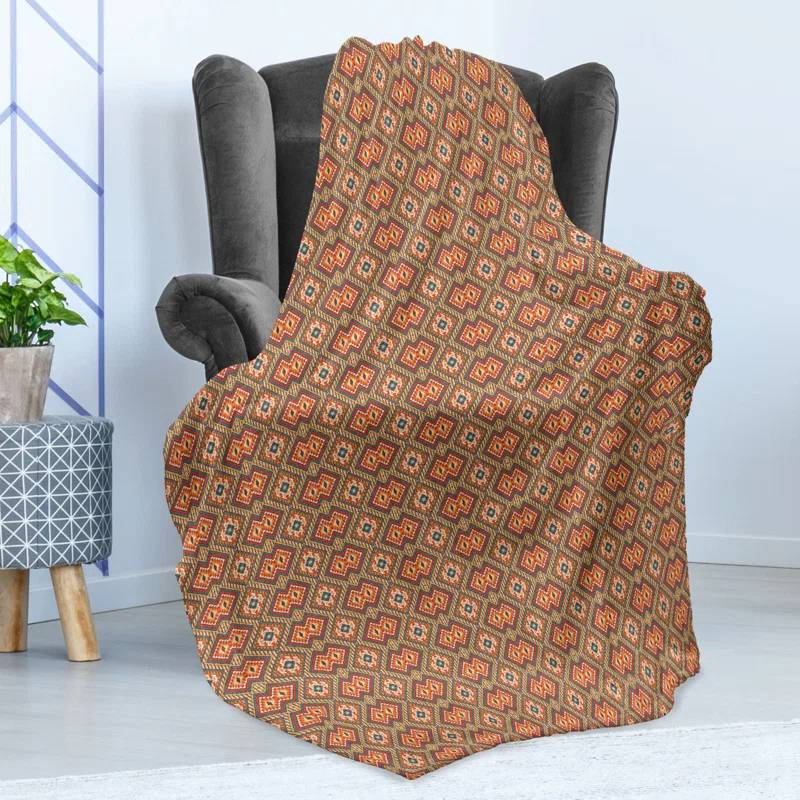 Ambesonne Ambesonne Ethnic Fleece Throw Blanket Mexican Heritage Motifs Multicolor