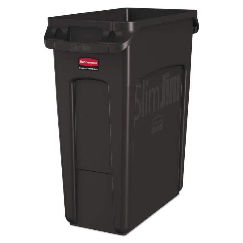 Rubbermaid Commercial Products Slim Jim Plastic Open Kitchen Trash Can - 16 Gallons