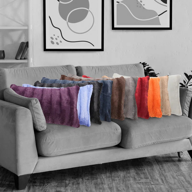 Cheer Collection Faux Fur Throw Pillow (Set of 2)