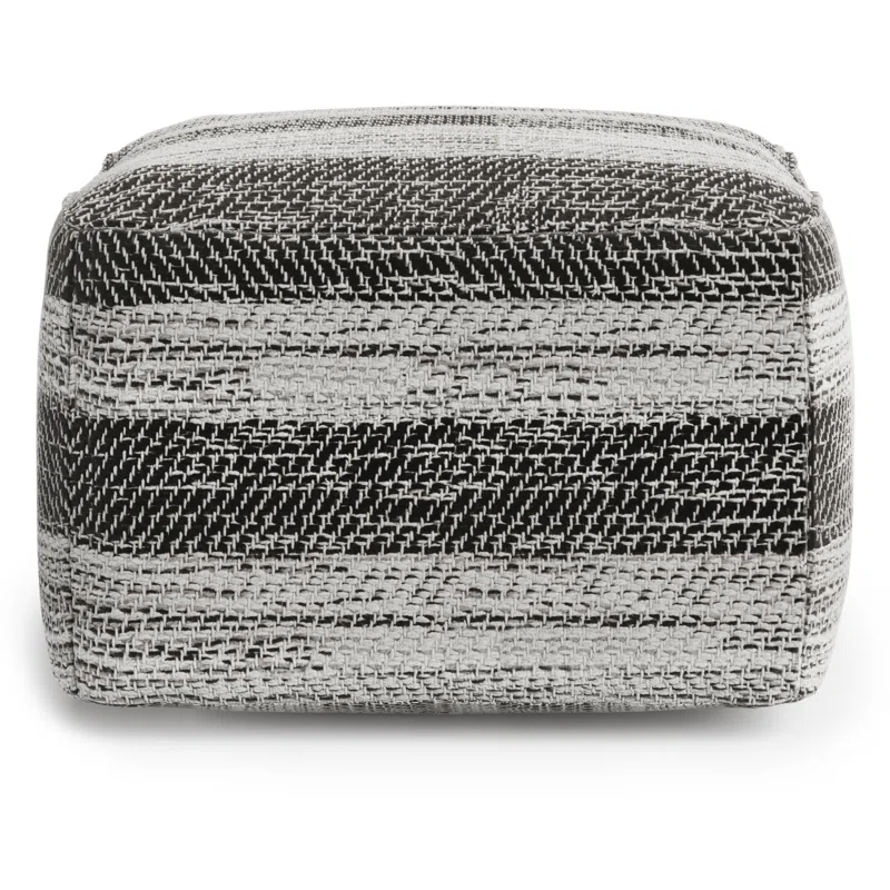 Simpli Home Clay 18"W Upholstered Cotton Square Pouf