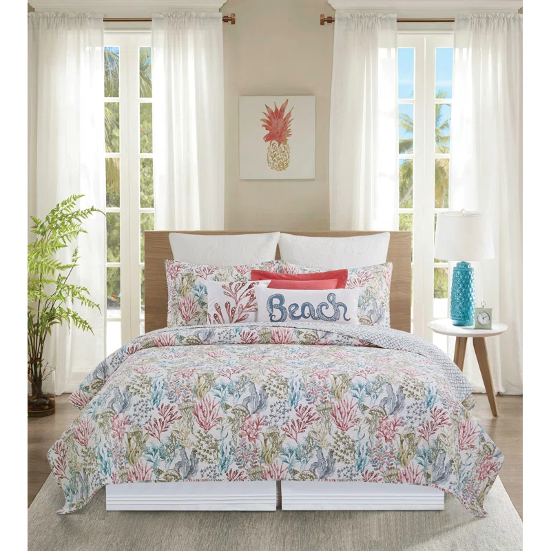 Delphina Cotton Percale Reversible Quilt Set