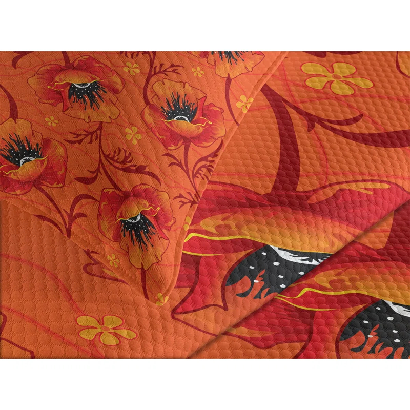 Ambesonne Ambesonne Orange Bedspread Poppy Flower Romance