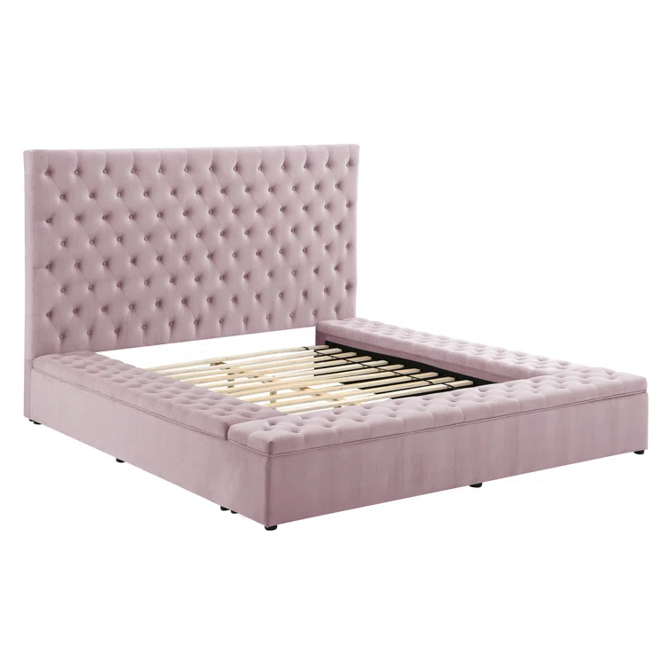 Best Master Furniture Upholstered Panel Storage Bed