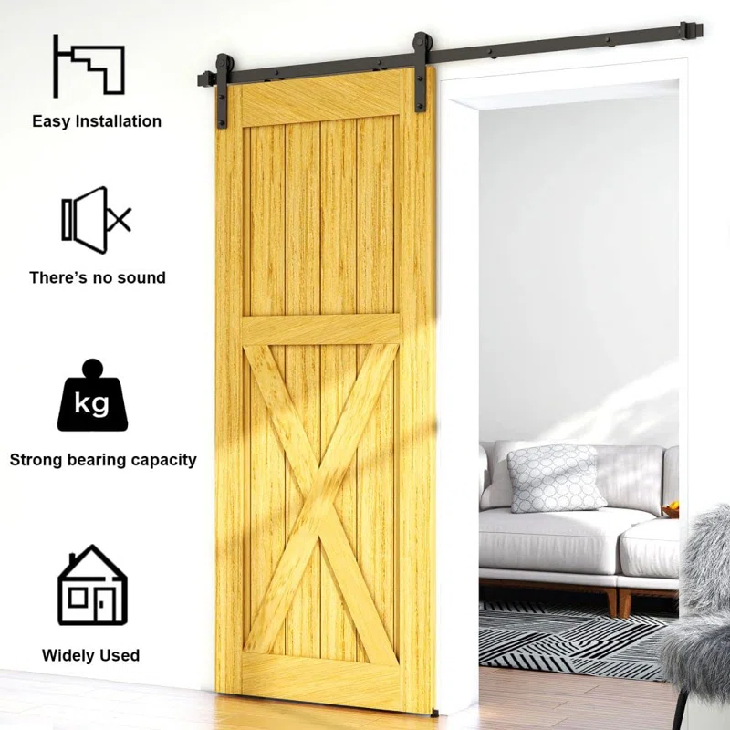 MARLIN MANUFACTURING COMPANY, INCORPORATED 6FT Sliding Barn Door Hardware Kit For Single Wood Door, Smoothly And Quietly, Easy To Install Fit 35" Wide And 1.18"-1.96" Thickness Door Panel, Includes Installation Instruction