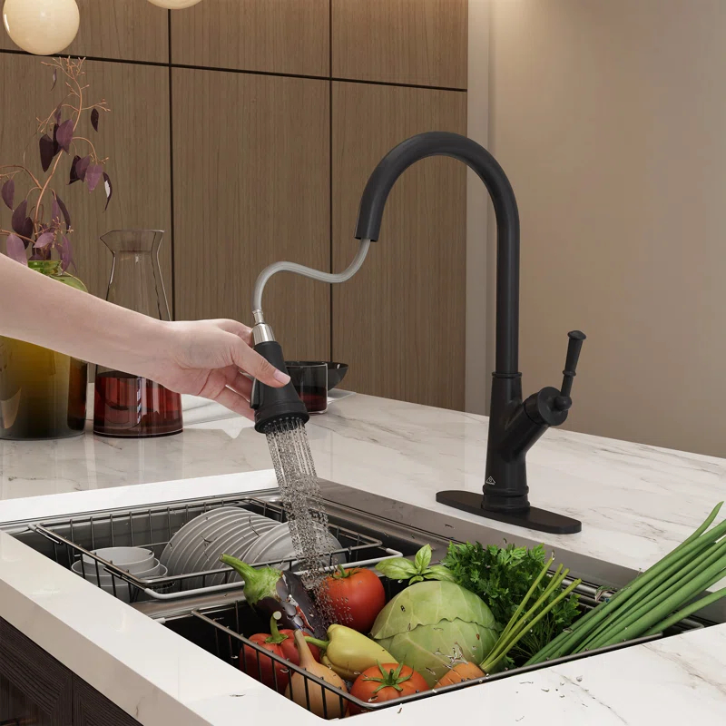 CASAINC Single-Handle Pull-Down Kitchen Faucet Single Hole Faucet 1.8 GPM