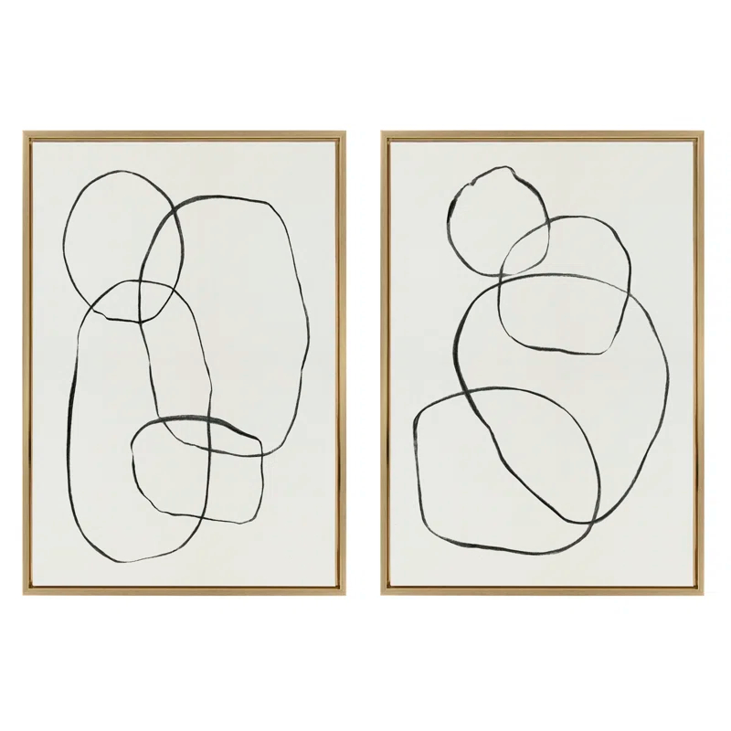 Kate and Laurel " 871 Modern Circles Flinen (left) & 869 Going In Circles Flinen (right) " by Teju Reval 2 - Pieces