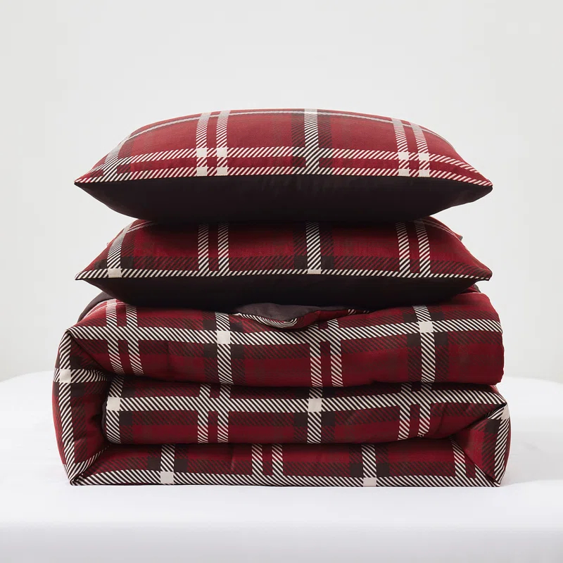 Wonderful Textile Wonderful Cozy Faux Cashmere Comforter Set Classic Plaid Geometic With Herringbone Texture