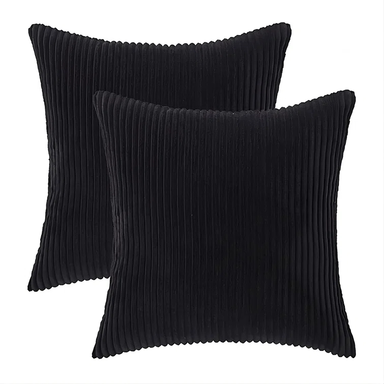 LALA & WONZ Corduroy Striped Throw Pillow Covers (Set of 2)
