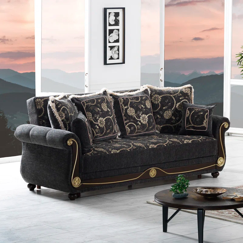 Rosdorf Park Mishonda Americano 95 in. Fabric Upholstered 3-Seater Twin 3-in-1 Sleeper Sofa Bed with Storage