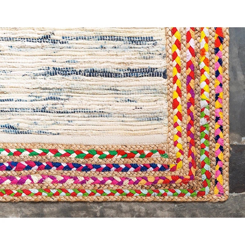 Gracie Oaks Elledge Hand Braided Jute Yellow/Natural/Gray Area Rug