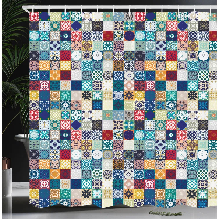 Ambesonne Patchwork Shower Curtain with Hooks Included